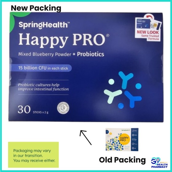 SpringHealth Happy Blueberry Drink Mix / Happy Pro 15 Billion CFU
